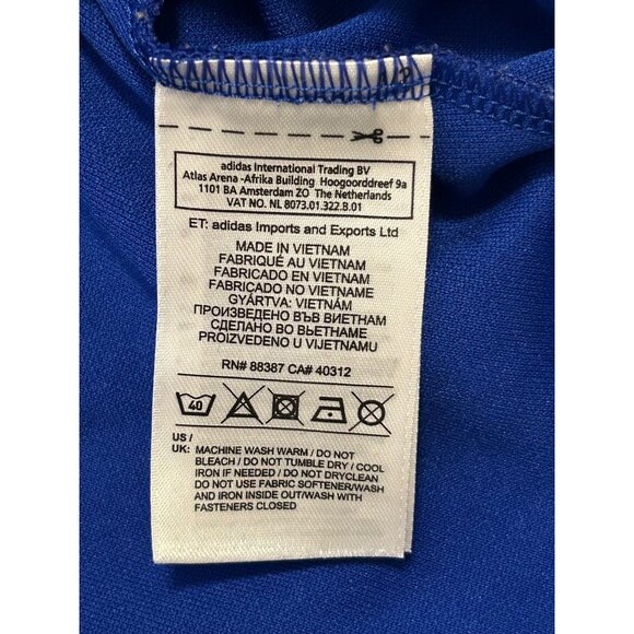 Adidas Mens Blue White Stripes ClimaCool Long Sleeve Quarter-Zip Pullover Size L - Picture 3 of 5